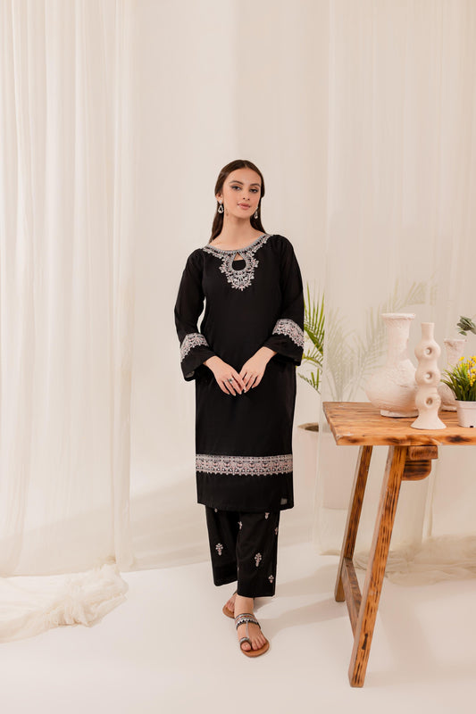 2PC Embroidered Dress- EB07